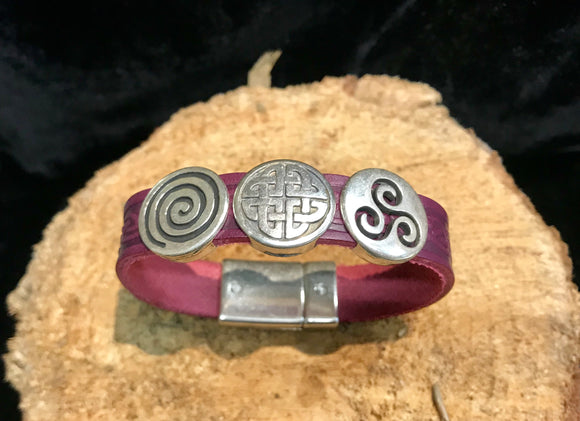 Celtic Leather Cuff with Eternity Knots -  Lee River