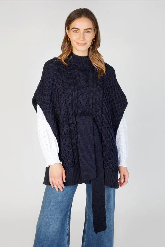 Aran Fisherman Knit Super Soft Merino Wool Poncho